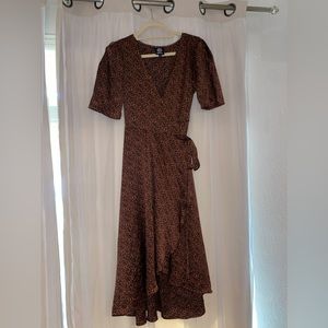 Fit and flare satin cheetah dress